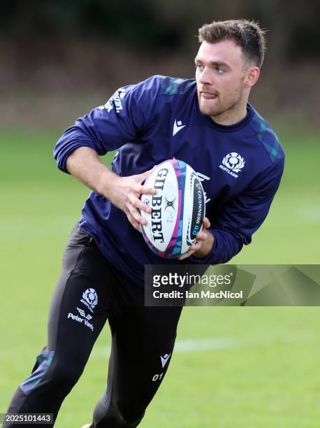 Ben White is seen during a Scotland training session at Oriam High Performance Centre on February 20, 2024 in Edinburgh, Scotland.