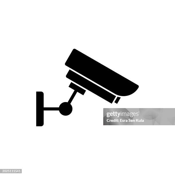 illustrations, cliparts, dessins animés et icônes de conception d’icône solide de caméra de sécurité sur fond blanc. cette icône plate noire convient aux infographies, aux pages web, aux applications mobiles, aux conceptions d’interface utilisateur, d’expérience utilisateur et d’interface graph - caméra de surveillance