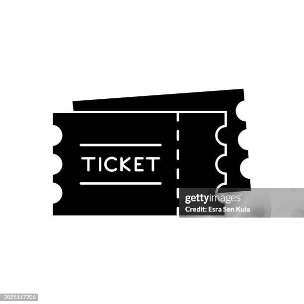 ticket solid icon design on a white background. this black flat icon suits infographics, web pages, mobile apps, ui, ux, and gui designs. - film festival vector stock illustrations
