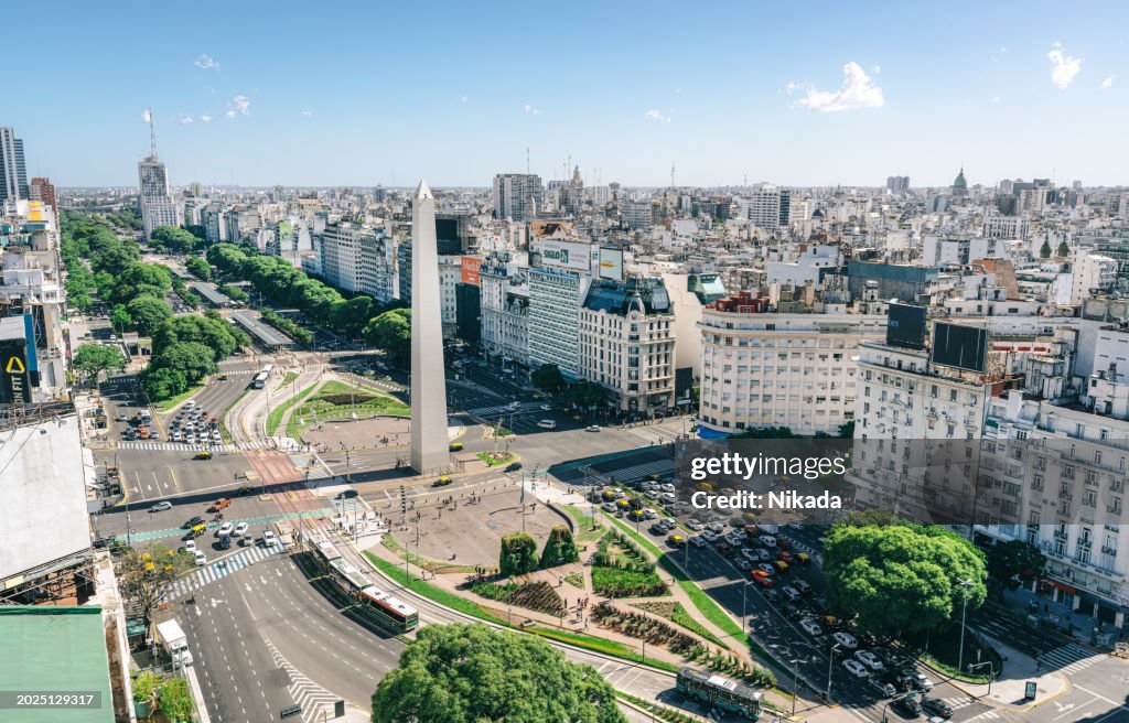 Scenic Aerial View of Buenos Aires Urban Landscape and Architecture