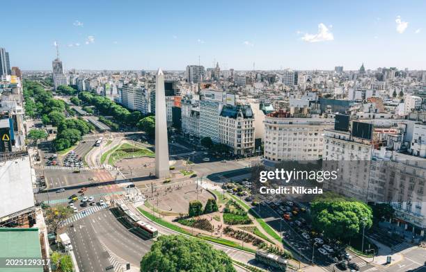 scenic aerial view of buenos aires urban landscape and architecture - buenos-aires imagens e fotografias de stock