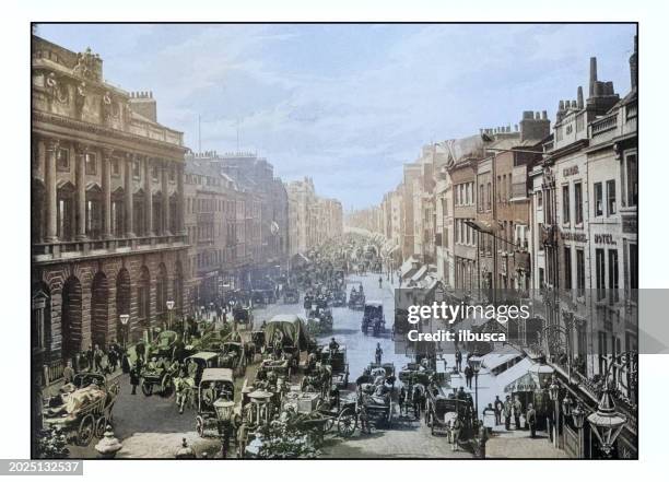 stockillustraties, clipart, cartoons en iconen met antique london's photographs: the strand - the-strand-londen