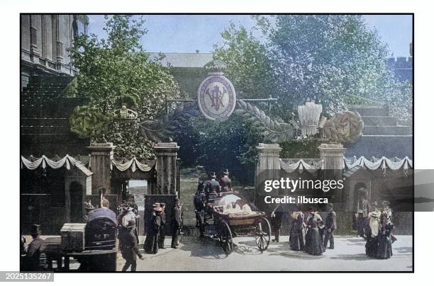 antique london's photographs: decorations at the carlton club and marlborough house - house new zealand stock illustrations