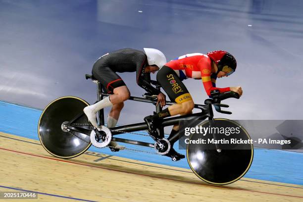 Black Line's Lora Fachie and pilot Corrine Hall of Storey Racing in action as they compete in the Women's Time Trial Para B during day one of the...