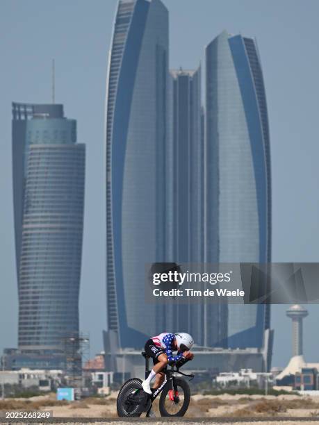 Brandon McNulty of The United States and Team UAE Emirates sprints during the 6th UAE Tour 2024 - Stage 2 a 12.1km individual time trial in Al...