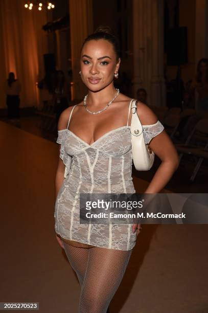 Danica Taylor attend Oh Polly's Runway Show During London Fashion Week 2024 at St. John's Hyde Park on February 17, 2024 in London, England.