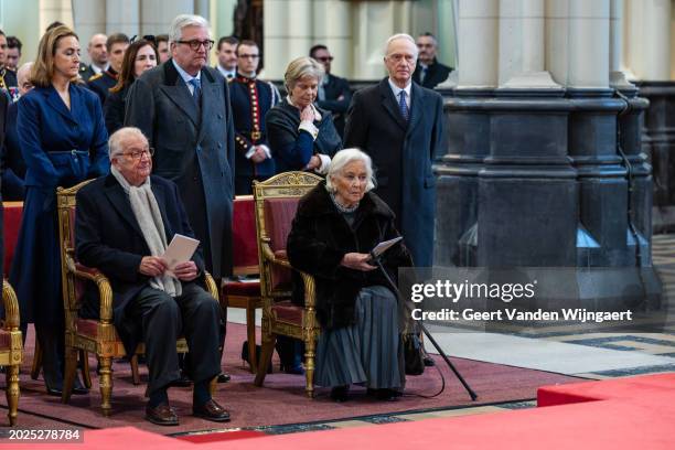 Princess Claire, King Albert II, Prince Laurent and Queen Paola of Belgium attend the annual mass in memory of deceased members of the Belgian Royal...