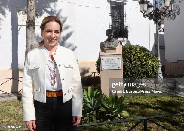 The president of the Diputacion de Cadiz, Almudena Martinez attends to the media, on February 20 in, Cadiz, Andalusia (Spain9. The president of the...