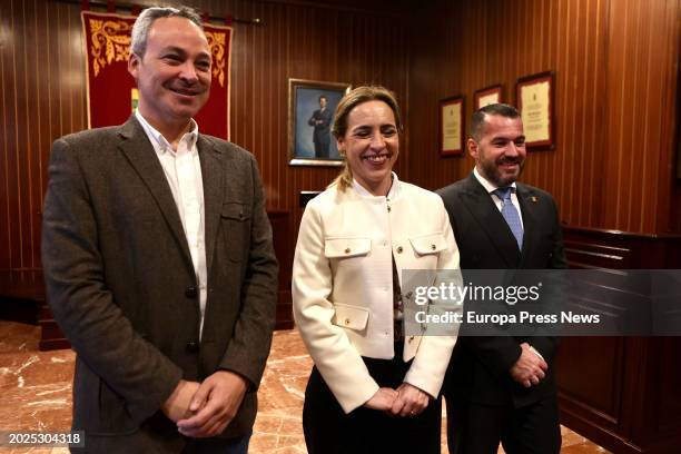 The president of the Provincial Council of Cadiz, Almudena Martinez with the mayor of Paterna, Andres Clavijo during her visit to the town hall of...