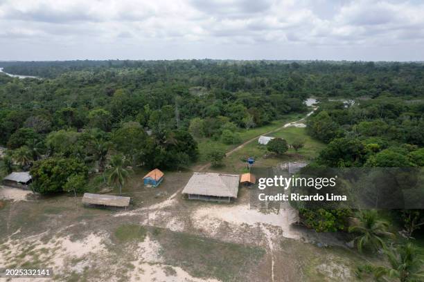 aerial view of  indigenous village, amazon region, brazil - south region stock pictures, royalty-free photos & images