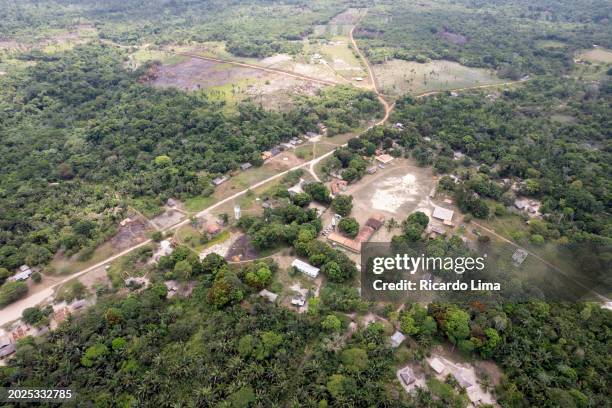 aerial view of  indigenous village, amazon region, brazil - south region stock pictures, royalty-free photos & images