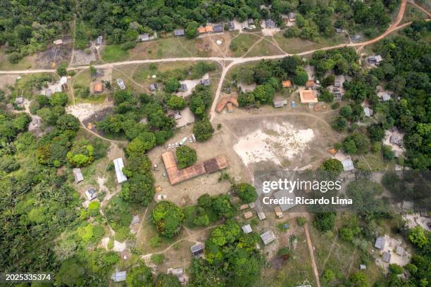 aerial view of  indigenous village, amazon region, brazil - south region stock pictures, royalty-free photos & images