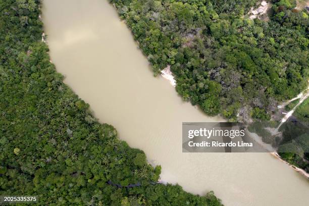 aerial view of  indigenous village, amazon region, brazil - south region stock pictures, royalty-free photos & images