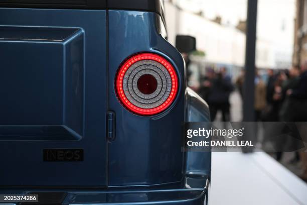 Back light detail on a model "Ineos Fusilier" is pictured at a media event for it's unveiling outside the Grenadier public House in London on...