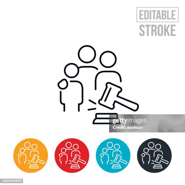 child custody thin line icon - editable stroke - alimony stock illustrations