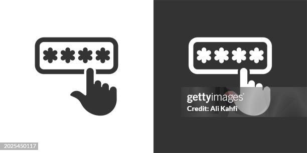 password icon. solid icon that can be applied anywhere, simple, pixel perfect and modern style - combination lock open stock illustrations