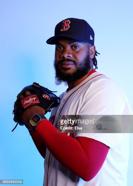 Kenley Jansen of the Boston Red Sox poses for a portrait at JetBlue Park at Fenway South on February 20, 2024 in Fort Myers, Florida.