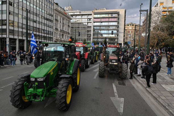 GRC: Greek Farmers Converge Tractor Protest On Central Athens