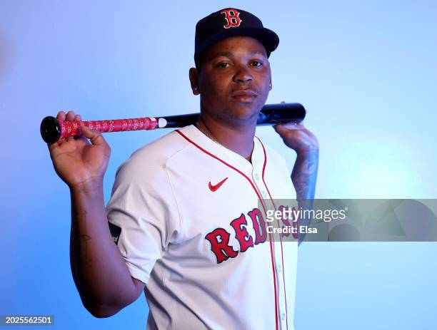 Rafael Devers of the Boston Red Sox poses for a portrait at JetBlue Park at Fenway South on February 20, 2024 in Fort Myers, Florida.