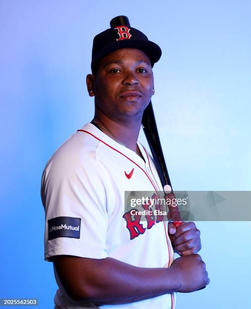 Rafael Devers of the Boston Red Sox poses for a portrait at JetBlue Park at Fenway South on February 20, 2024 in Fort Myers, Florida.