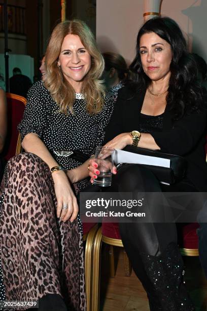 Harriet Scott and guest attend the Leblon London Runway AW24 Showcase during London Fashion Week February 2024 at The Lansdowne Club on February 20,...