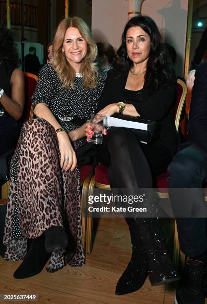 Harriet Scott and guest attend the Leblon London Runway AW24 Showcase during London Fashion Week February 2024 at The Lansdowne Club on February 20,...