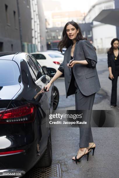 Ella Bleu Travolta attends the Twinset Fashion Show during the Milan Fashion Week - Womenswear Fall/Winter 2024-2025 at Frigoriferi Milanesi on...