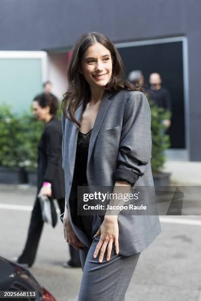 Ella Bleu Travolta attends the Twinset Fashion Show during the Milan Fashion Week - Womenswear Fall/Winter 2024-2025 at Frigoriferi Milanesi on...