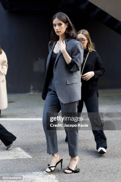 Ella Bleu Travolta attends the Twinset Fashion Show during the Milan Fashion Week - Womenswear Fall/Winter 2024-2025 at Frigoriferi Milanesi on...