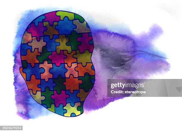 artificial intelligence - face pushing through stock illustrations