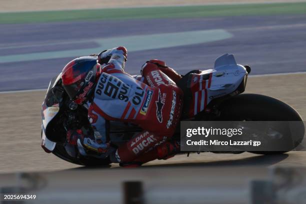 Marc Marquez of Spain and Gresini Racing MotoGProunds the bend during the Qatar MotoGP Official Test at Losail Circuit on February 20, 2024 in Doha,...