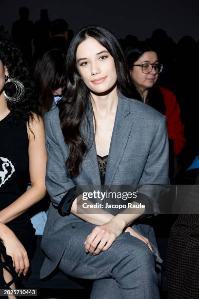 Ella Bleu Travolta attends the Twinset Fashion Show during the Milan Fashion Week - Womenswear Fall/Winter 2024-2025 at Frigoriferi Milanesi on...