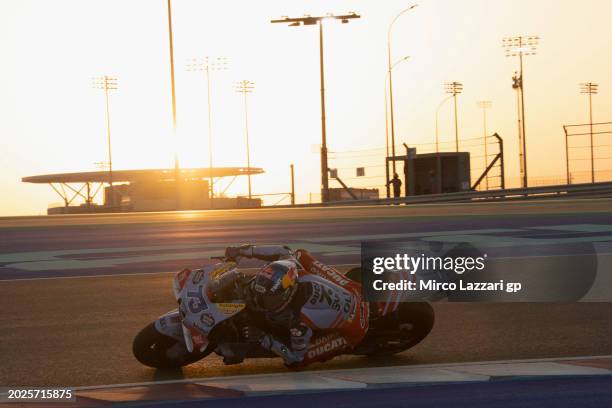 Alex Marquez of Spain and Gresini Racing MotoGProunds the bend during the Qatar MotoGP Official Test at Losail Circuit on February 20, 2024 in Doha,...