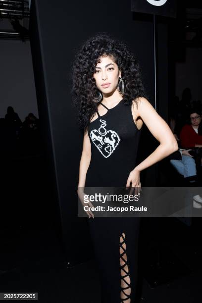 Mina El Hammani attends the Twinset Fashion Show during the Milan Fashion Week - Womenswear Fall/Winter 2024-2025 at Frigoriferi Milanesi on February...