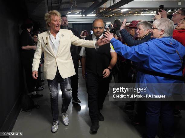 Rod Stewart arrives for a signing session with Jools Holland for their new collaborative studio album Swing Fever, at HMV Oxford Street in London....