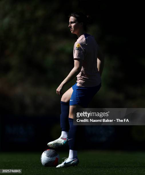 Lotte Wubben-Moy of England during a training session at La Quinta Football Center on February 20, 2024 in Marbella, Spain.