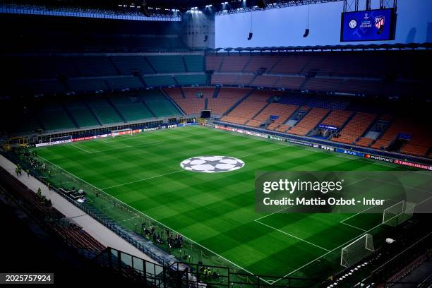 General view inside the stadium prior to the UEFA Champions League 2023/24 round of 16 first leg match between FC Internazionale and Atlético Madrid...