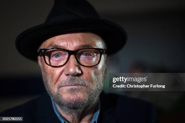 Workers party of Britain candidate George Galloway poses for a portrait at his election campaign headquarters on February 19, 2024 in Rochdale,...