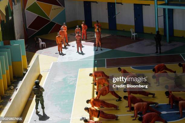 Inmates at the Sierra Centro Norte Cotopaxi Regional Social Rehabilitation Center in Latacunga, Cotopaxi province, Ecuador, on Thursday, Feb. 22,...