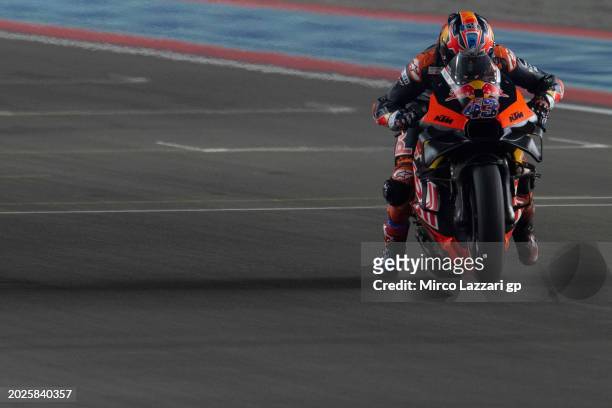 Jack Miller of Australia and Bull KTM Factory Racing tests the start in main straight during the Qatar MotoGP Official Test at Losail Circuit on...