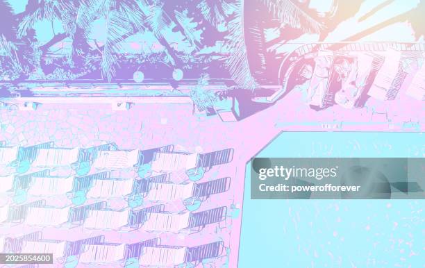 retro 90’s vaporwave swimming pool - pool above stock illustrations