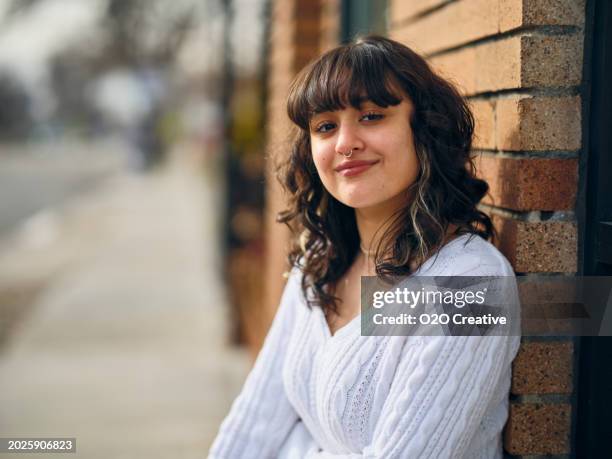 young woman outdoor portrait - pierced nose stock pictures, royalty-free photos & images