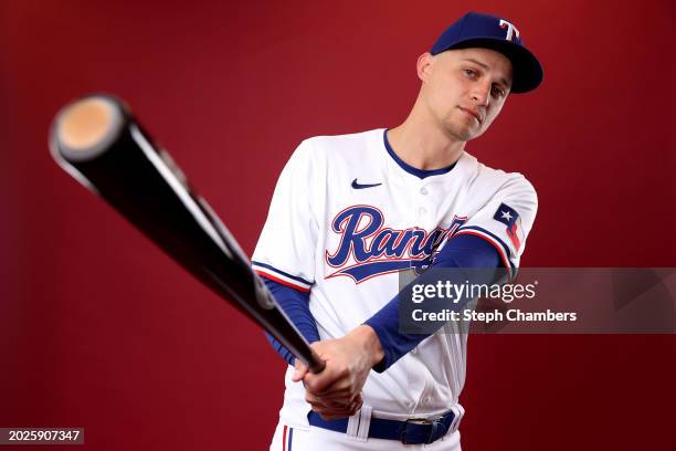 Corey Seager of the Texas Rangers poses for a portrait during photo day at Surprise Stadium on February 20, 2024 in Surprise, Arizona.