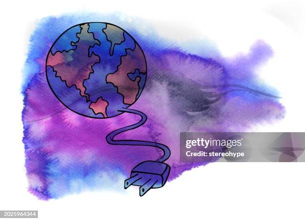 planet unplug - global-powerpoint-background stock illustrations