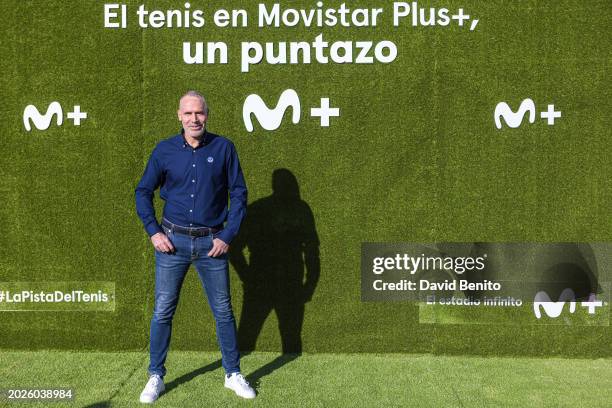 Álex Corretja attends the Madrid photocall of "La Sobremesa Del Tenis" presented by Movistar at Club Internacional de Tenis on February 20, 2024 in...