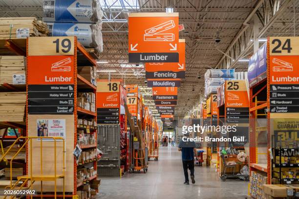Customer walks through The Home Depot store on February 20, 2024 in Austin, Texas. Home Depot has reported positive earnings and revenue, beating...