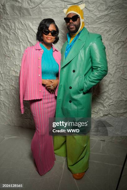 Karen Civil and Winston Duke at Marni RTW Fall 2024 as part of Milan Ready to Wear Fashion Week held on February 23, 2024 in Milan, Italy.