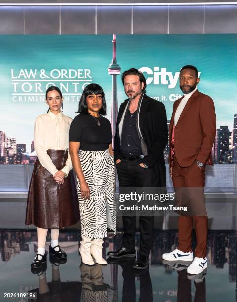 Kathleen Munroe, Karen Robinson, Aden Young, and K.C. Collins attend the promotional tour of "Law & Order Toronto: Criminal Intent" at Rogers...