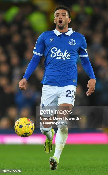 Everton's Ben Godfrey during the Premier League match between Everton FC and Crystal Palace at Goodison Park on February 19, 2024 in Liverpool,...