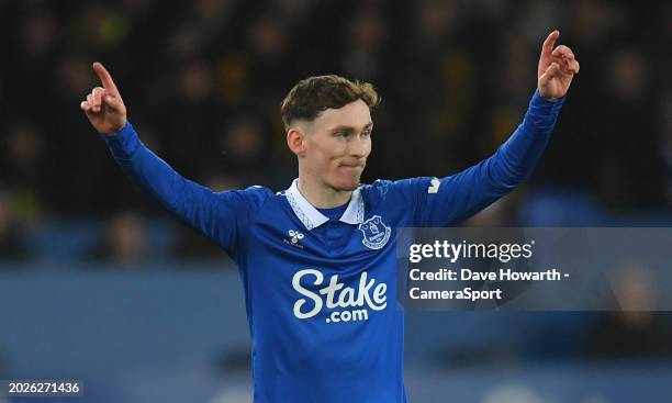 Everton's James Garner during the Premier League match between Everton FC and Crystal Palace at Goodison Park on February 19, 2024 in Liverpool,...